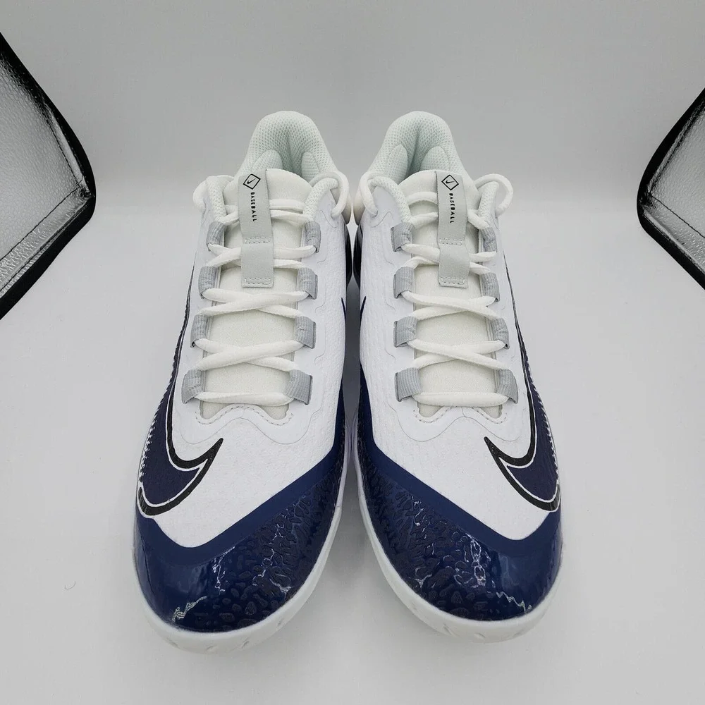 Nike Alpha Huarache Elite 4 Low‎ Baseball Cleats Mens 8 D2745-103 White Blue NEW